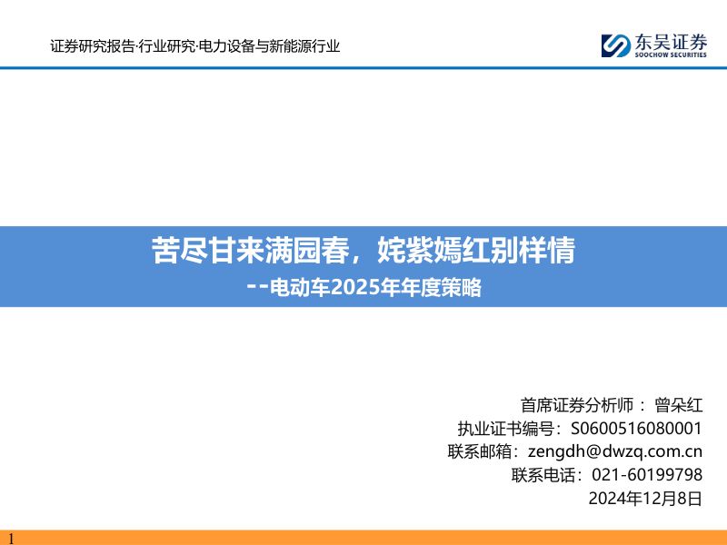 电动车2025年年度策略：苦尽甘来满园春姹紫嫣红别样情-241208（116页）