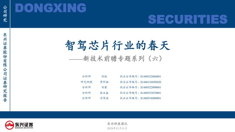 新技术前瞻专题系列(六):智驾芯片行业的春天-241111(30页)