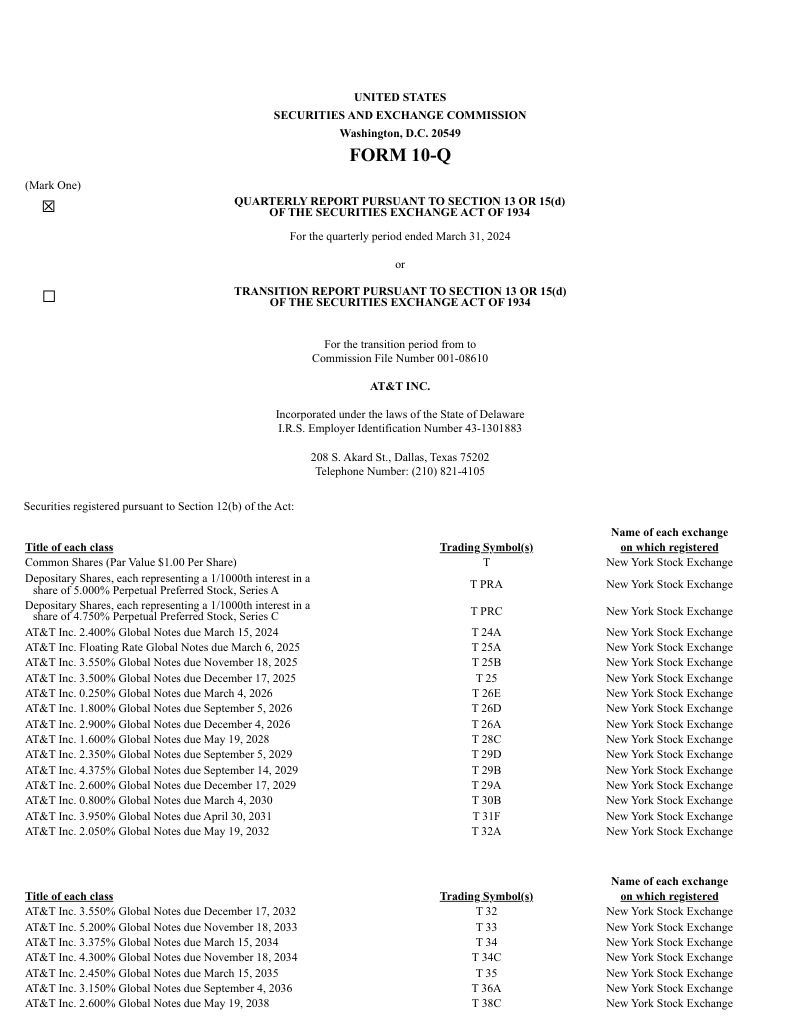 美国电话电报公司（AT&T）2024年第一季度财报（英文版）（44页）