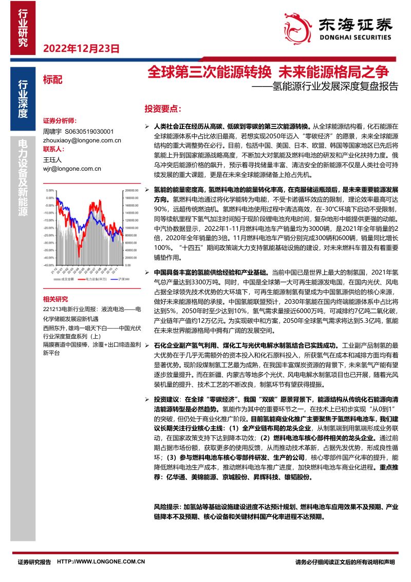 氢能源行业发展深度复盘报告:全球第三次能源转换未来能源格局之争-221223(46页)