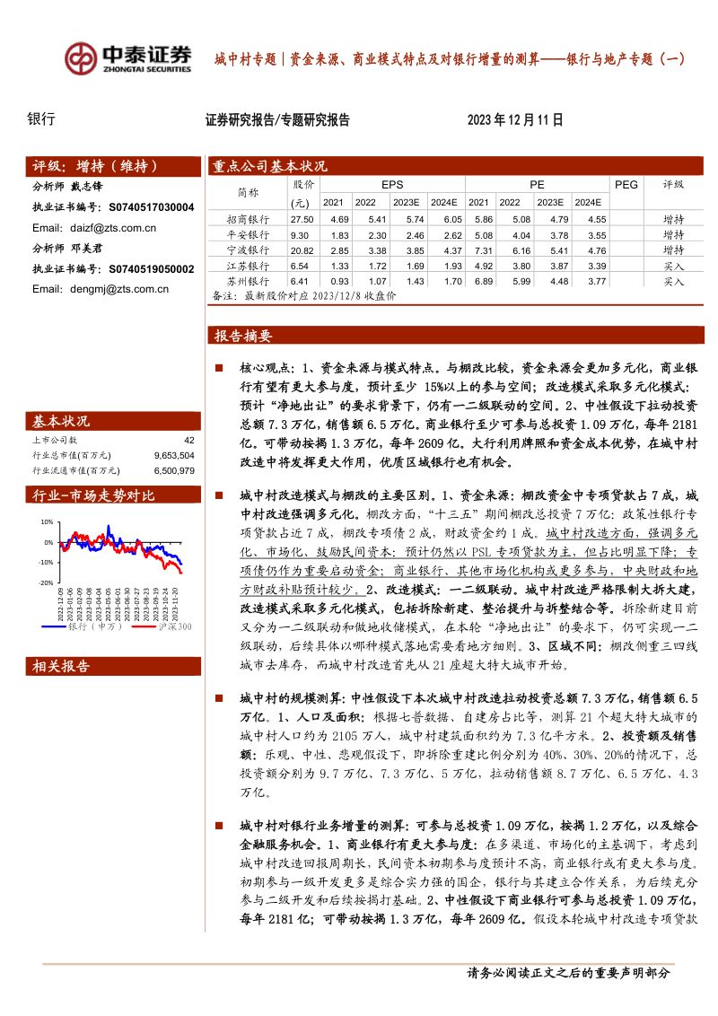 银行业城中村专题|银行与地产专题(一):资金来源、商业模式特点及对银行增量的测算-231211(24页)