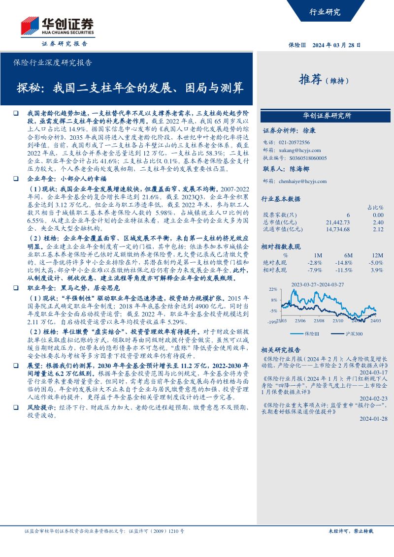 保险行业深度研究报告：探秘我国二支柱年金的发展、困局与测算-240328（22页）
