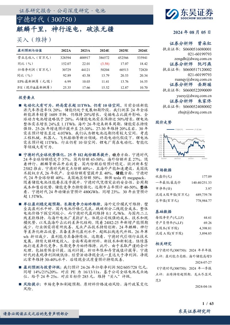宁德时代-公司研究报告-麒麟千里神行逐电破浪无疆-240805(63页)