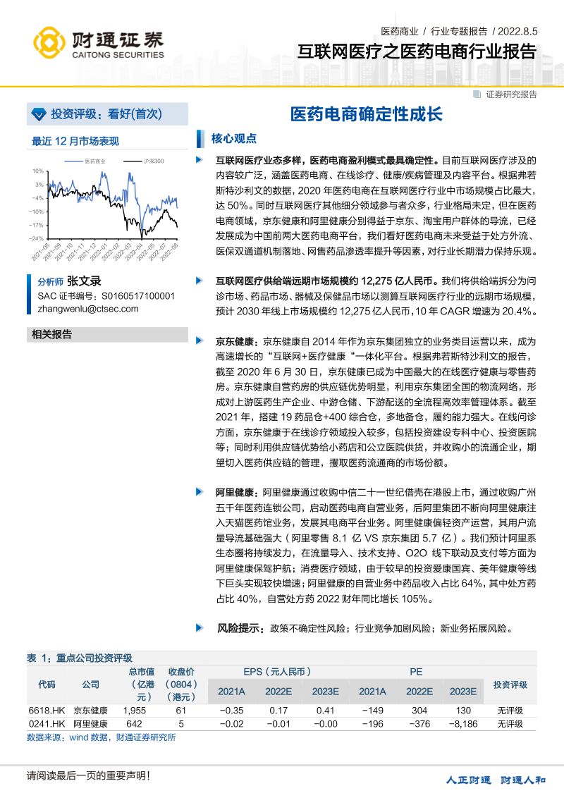 医药商业专题报告:互联网医疗之医药电商行业报告-220805(25页)