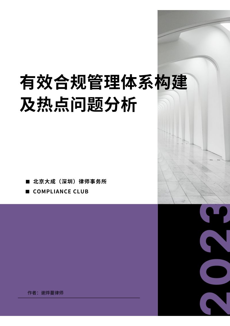 大成：2023有效合规管理体系构建及热点问题分析白皮书（54页）
