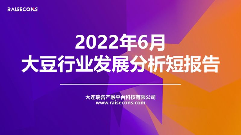 瑞咨咨询:2022年6月大豆行业发展分析短报告(15页)