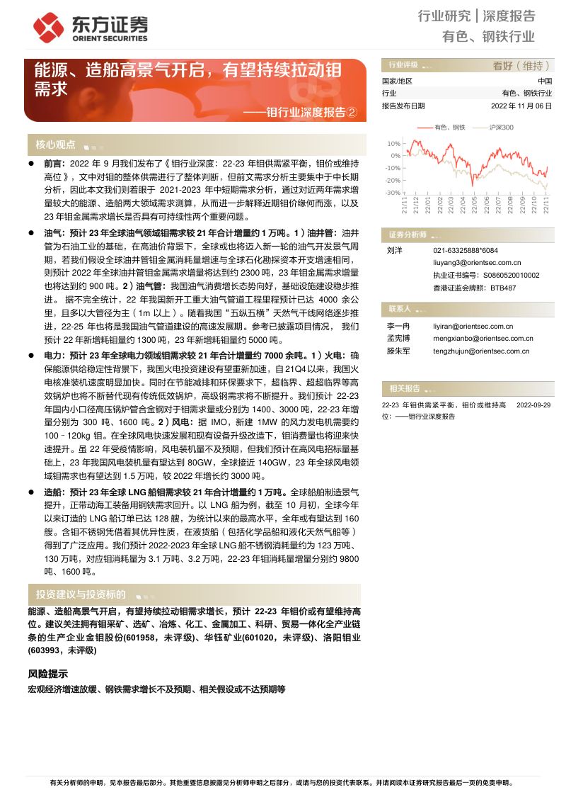 钼行业深度报告：能源、造船高景气开启有望持续拉动钼需求-221106（18页）