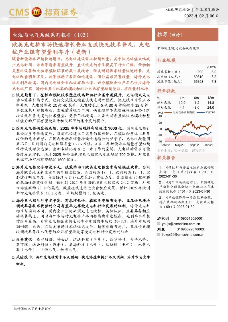 电力设备及新能源行业电池与电气系统系列报告(102):欧美充电桩市场快速增长叠加直流快充技术普及充电桩产业链有望量利齐升(更新)-230206(46页)