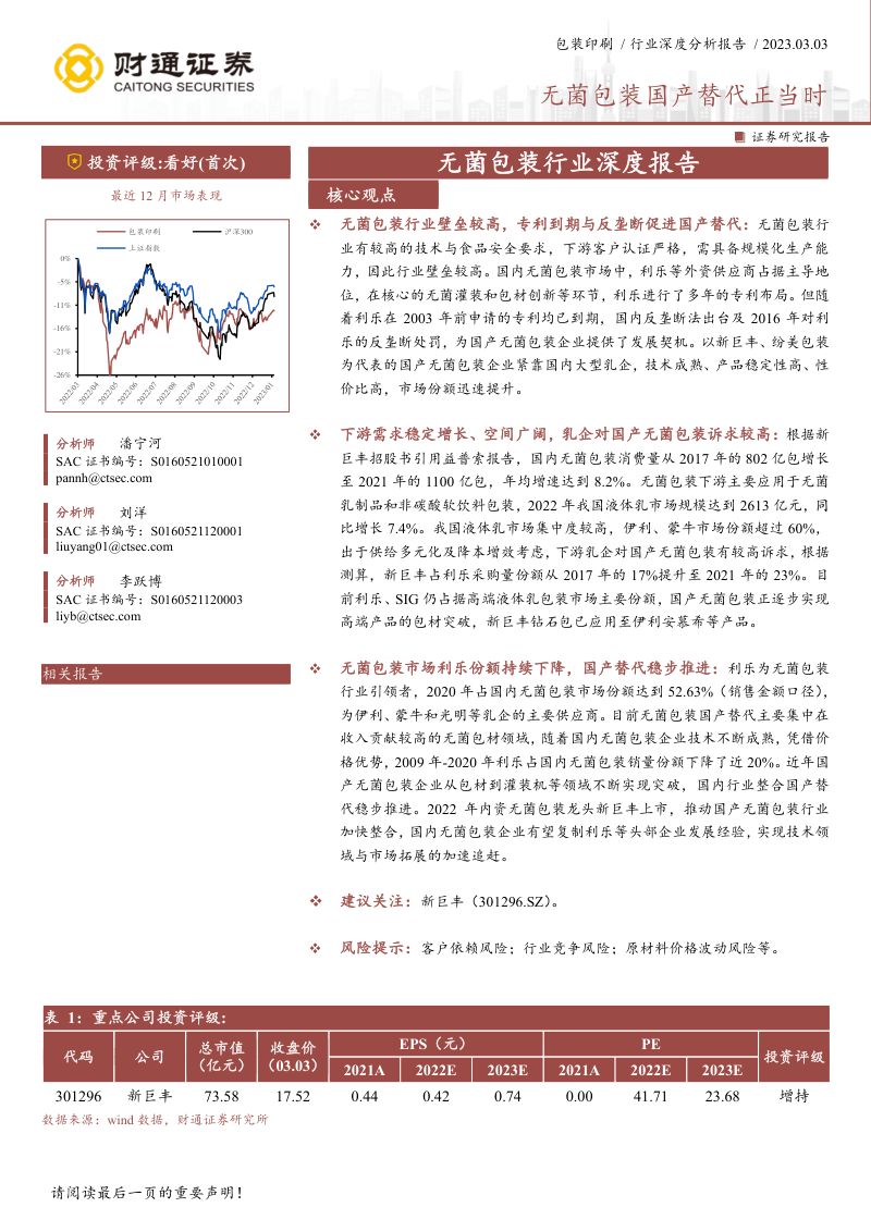 无菌包装行业深度报告:无菌包装国产替代正当时-230303(28页)
