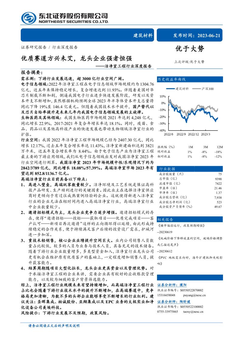 洁净室工程行业深度报告：优质赛道方兴未艾龙头企业强者恒强-230621（27页）