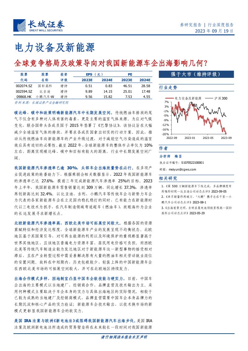 电力设备及新能源行业深度报告：全球竞争格局及政策导向对我国新能源车企出海影响几何？-230919（39页）
