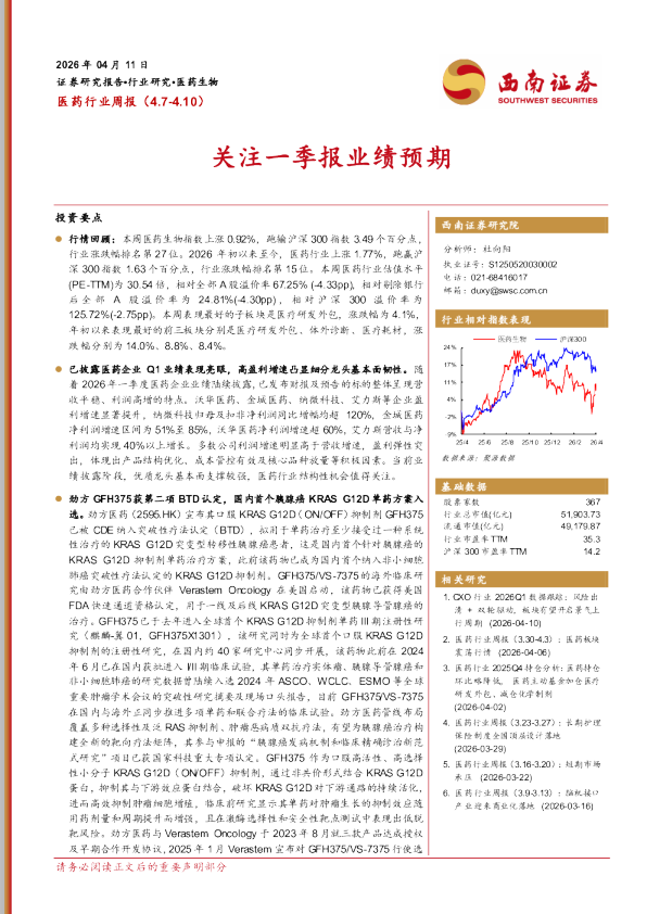 关注一季报业绩预期