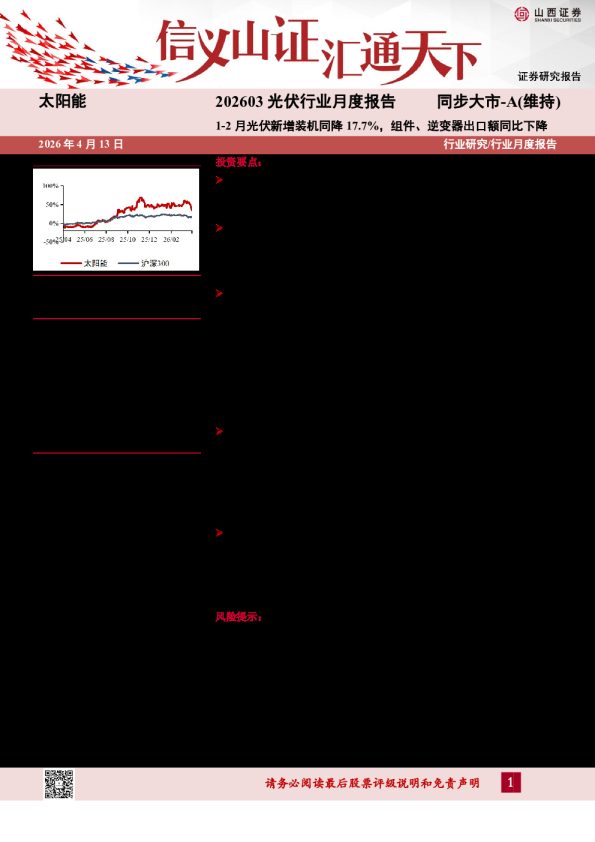 1-2月光伏新增装机同降17.7%,组件、逆变器出口额同比下降