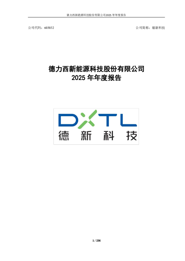 德新科技：德力西新能源科技股份有限公司2025年年度报告
