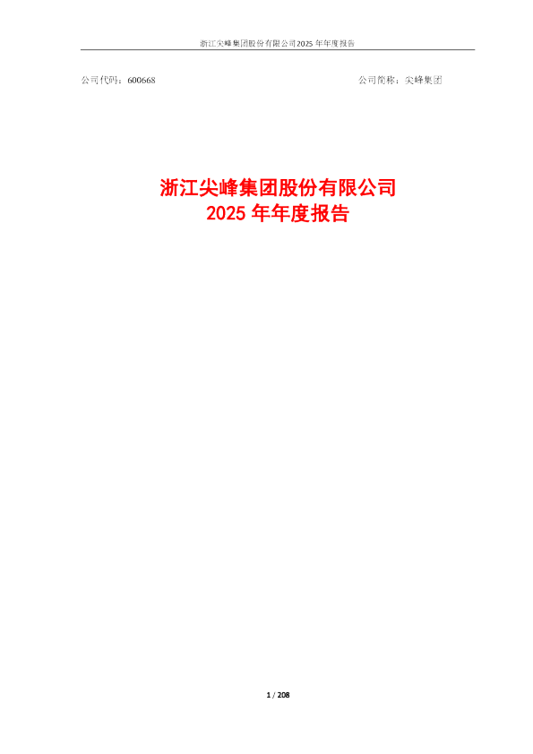 尖峰集团:尖峰集团2025年年度报告