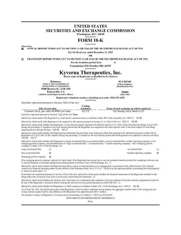 Kyverna Therapeutics Inc 2025年度报告