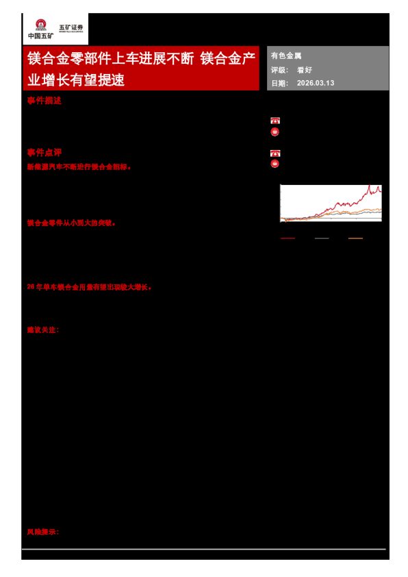 镁合金零部件上车进展不断，镁合金产业增长有望提速