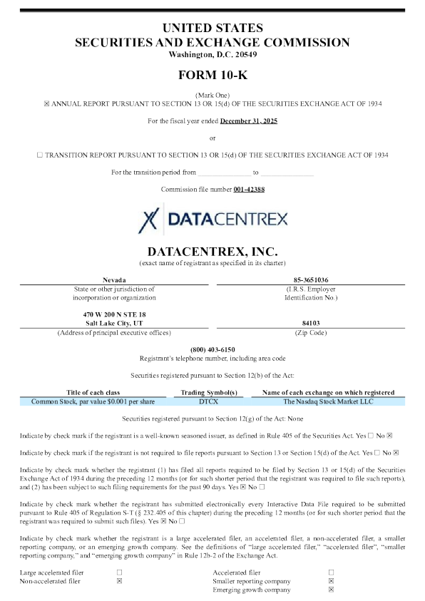 Datacentrex Inc 2025年度报告