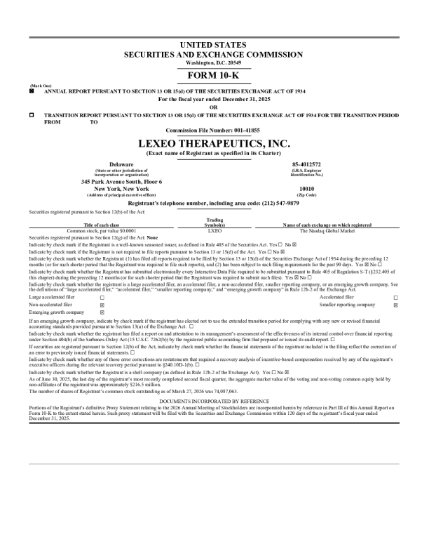 Lexeo Therapeutics Inc 2025年度报告