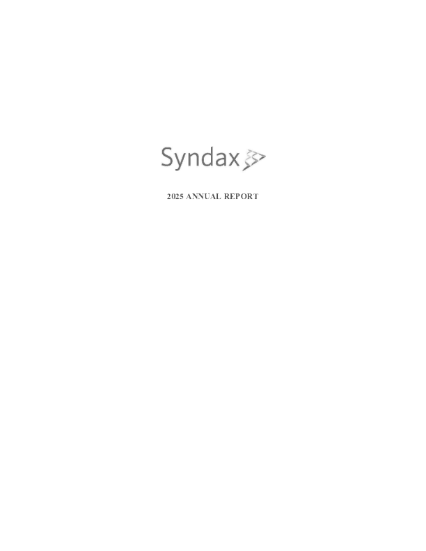 Syndax Pharmaceuticals Inc 2025年度报告