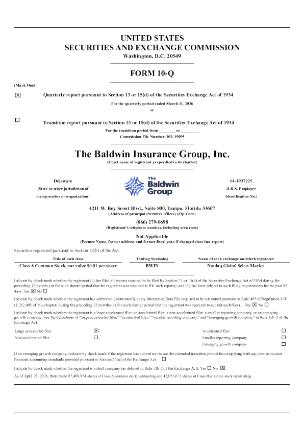 The Baldwin Insurance Group Inc. - 2026年季度报告