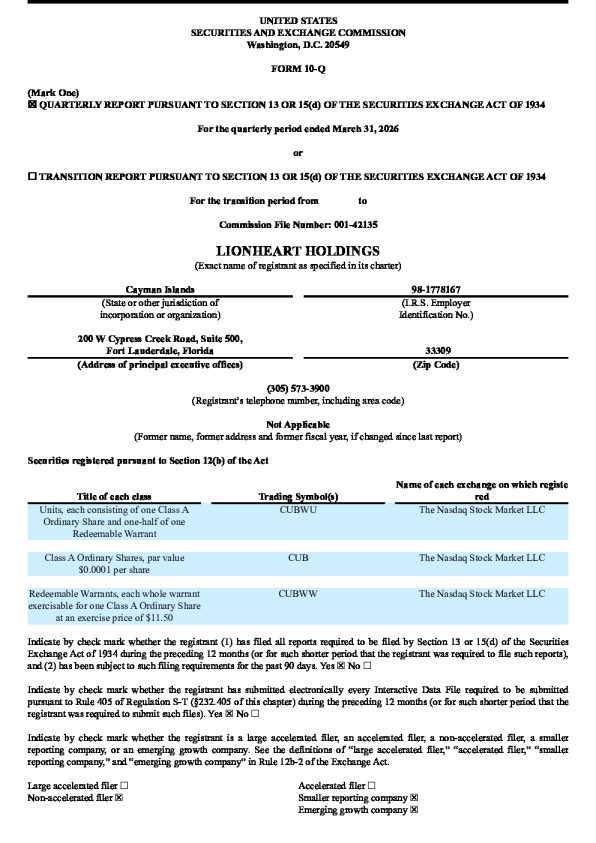 Lionheart Holdings-A 2026年季度报告