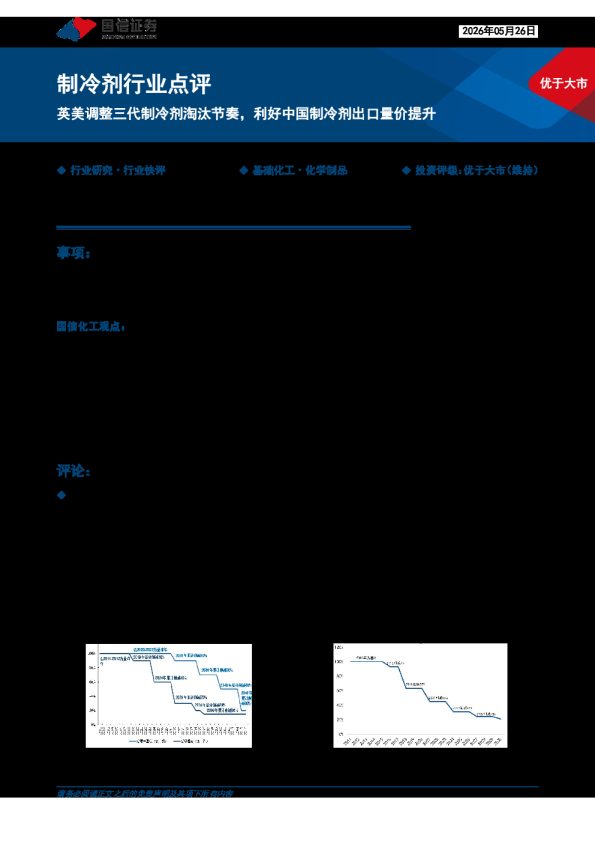 制冷剂行业点评：英美调整三代制冷剂淘汰节奏，利好中国制冷剂出口量价提升