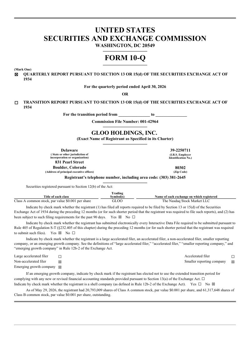 Gloo Holdings Inc-A 2026年季度报告