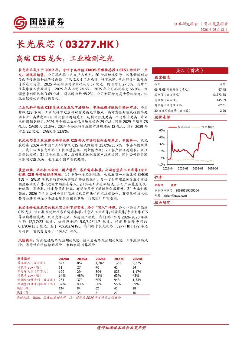 高端CIS龙头,工业检测之光