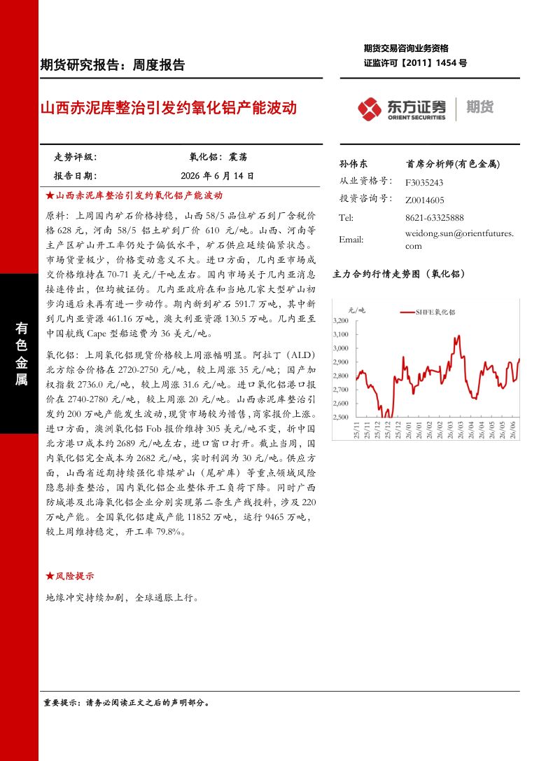 山西赤泥库整治引发约氧化铝产能波动