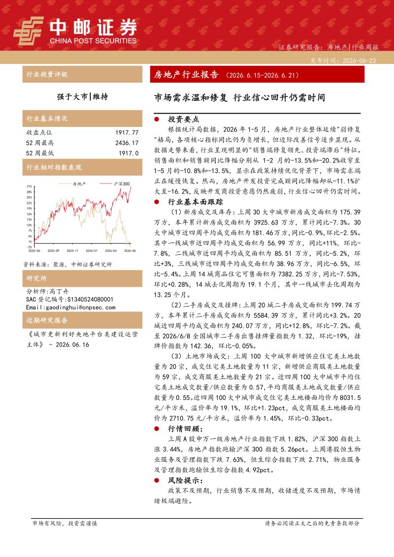 市场需求温和修复，行业信心回升仍需时间