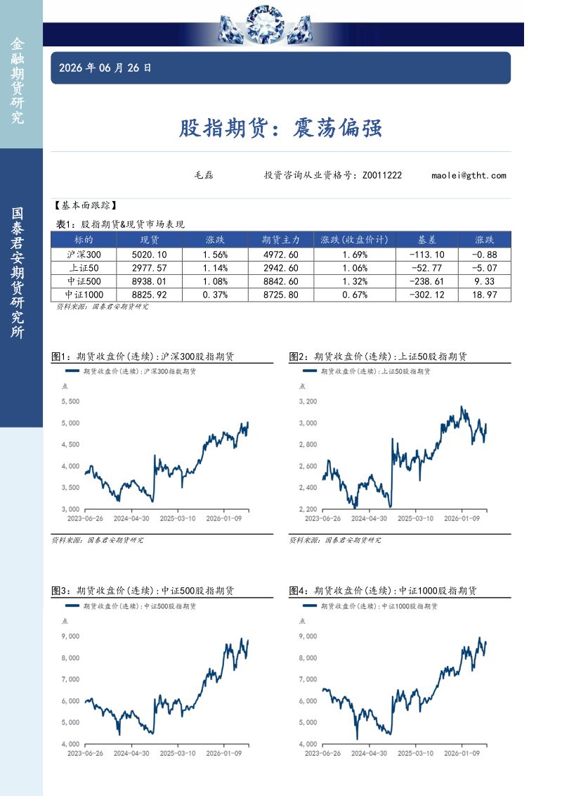 股指期货:震荡偏强