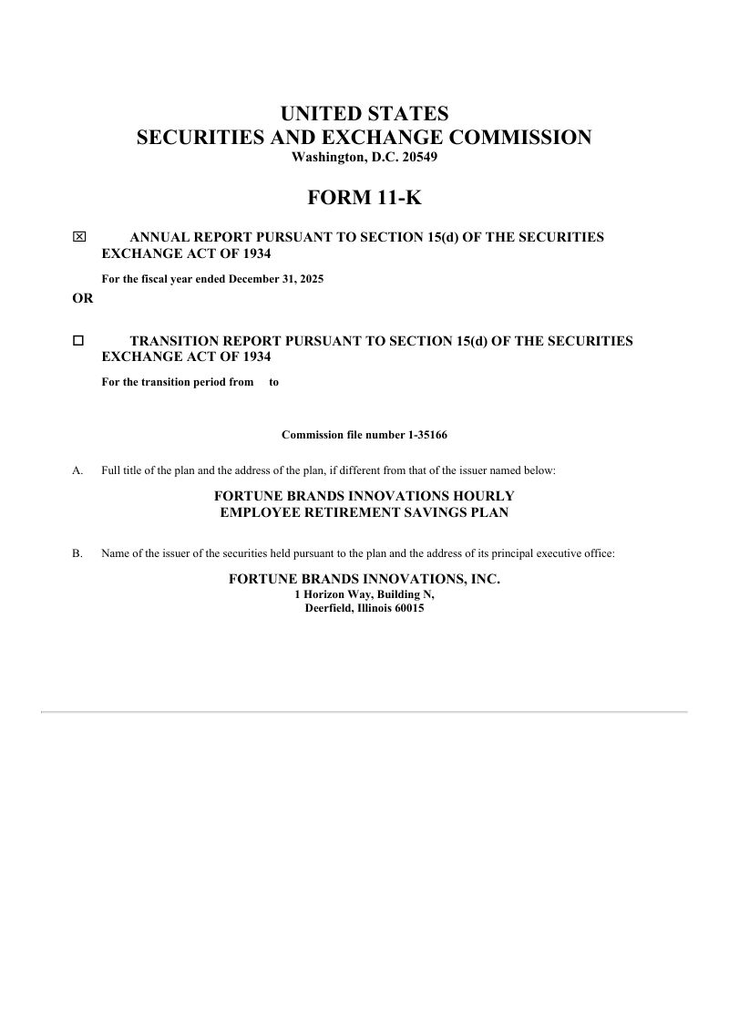 Fortune Brands Innovations 2025年度报告
