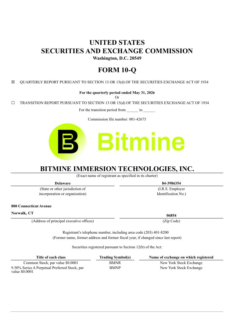 BitMine Immersion Technologies Inc Series A Pfd 2026年季度报告