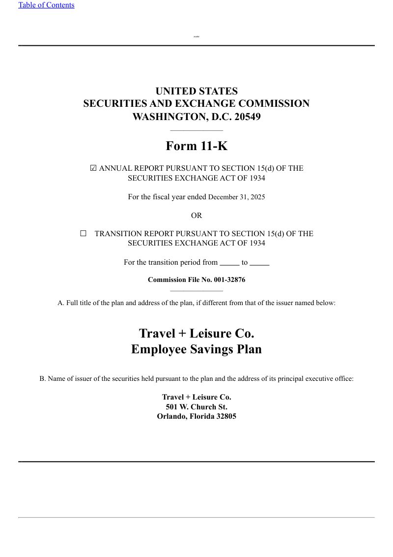 Travel + Leisure Co 2025年度报告