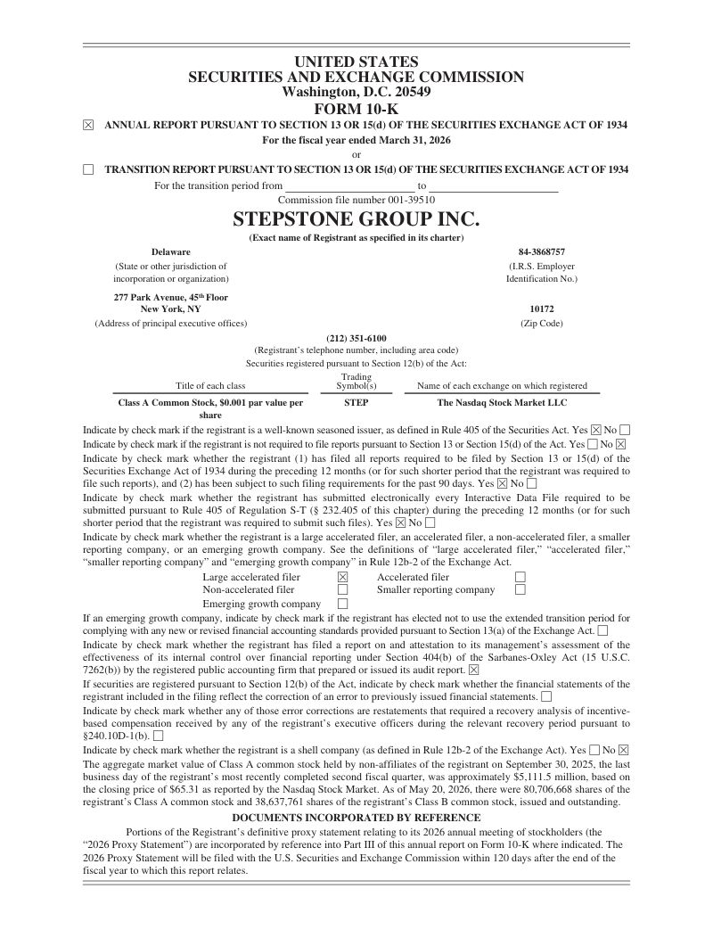 StepStone Group Inc-A 2025年度报告