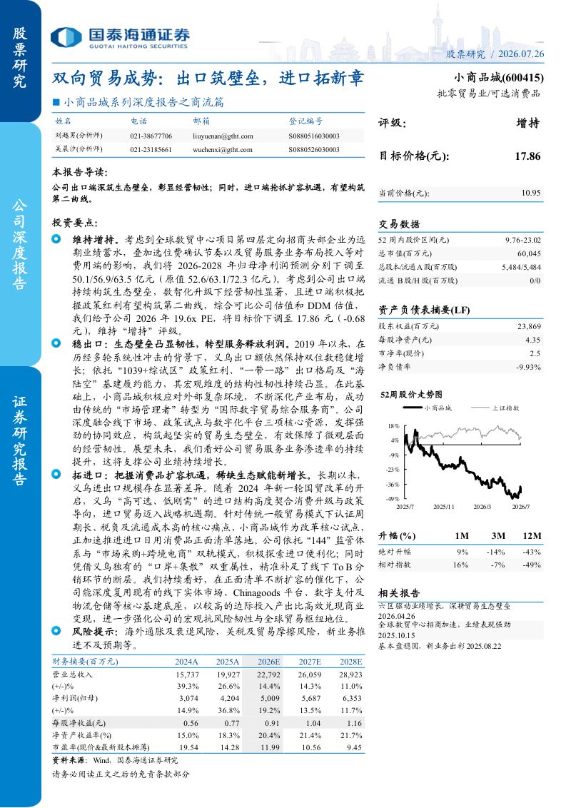 小商品城系列深度报告之商流篇双向贸易成势出口筑壁垒，进口拓新章