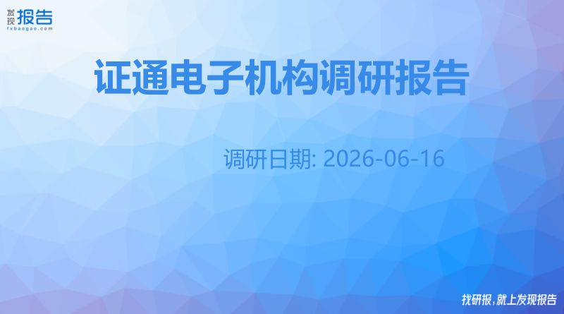 证通电子机构调研纪要