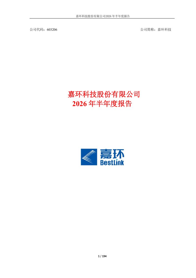 嘉环科技:2026年半年度报告