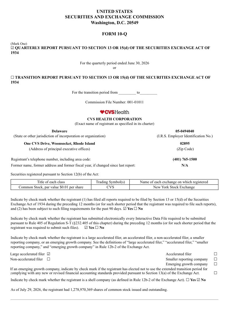 CVS Health 2026年季度报告
