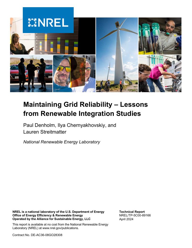 NREL2024维护电网稳定性运行可再生能源整合研究中的经验教训总结报告英文版28页