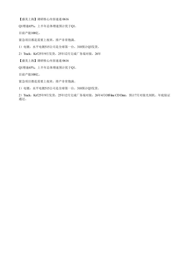 盛美上海调研核心内容速递0616Q1增速65上