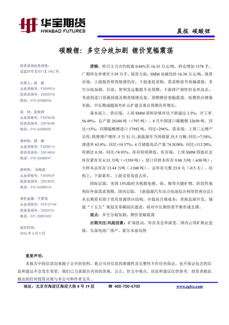 碳酸锂-多空分歧加剧 锂价宽幅震荡