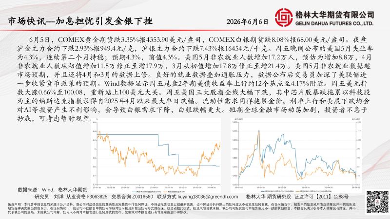 市场快讯-加息担忧引发金银下挫(20260606)