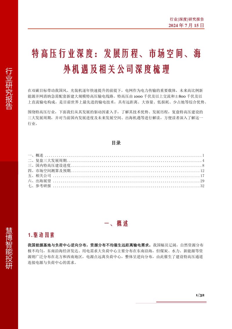 特高压行业深度发展历程市场空间海外机遇及相关公司深度梳理-24071532页