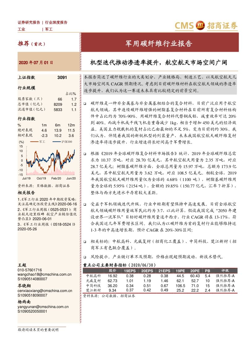 军用碳纤维行业报告：机型迭代推动渗透率提升，航空航天市场空间广阔