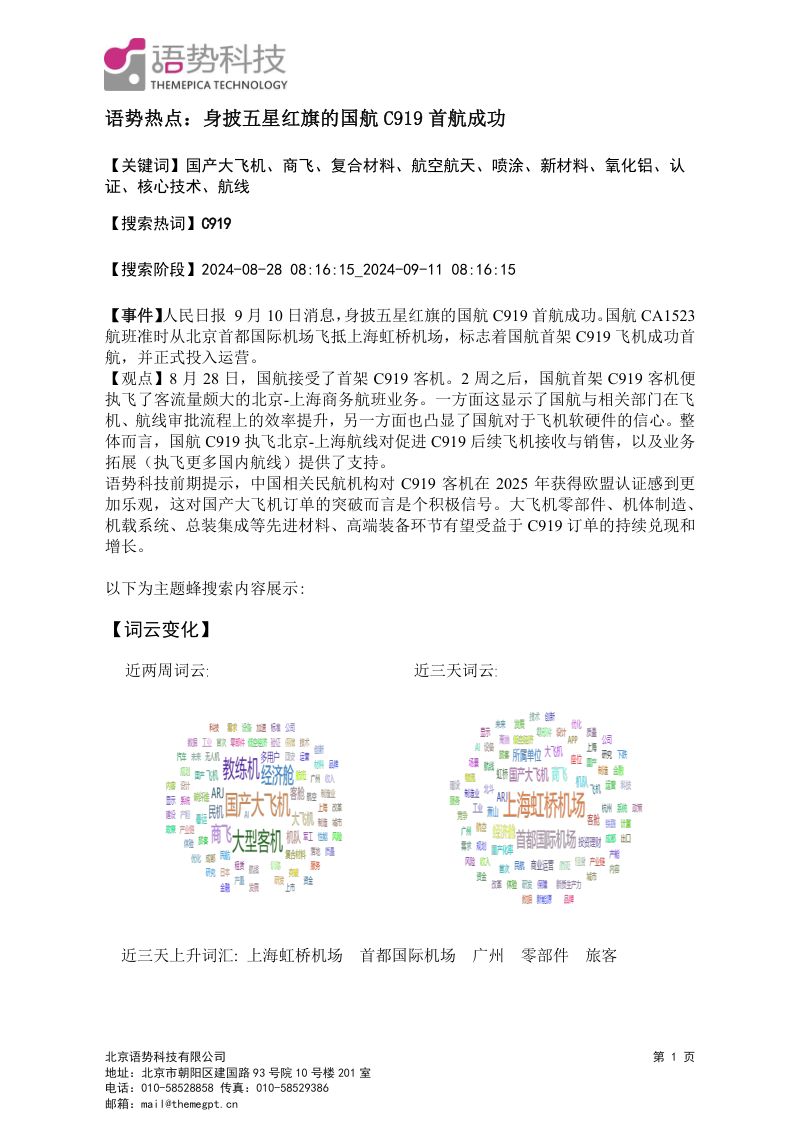 语势热点:身披五星红旗的国航C919首航成功