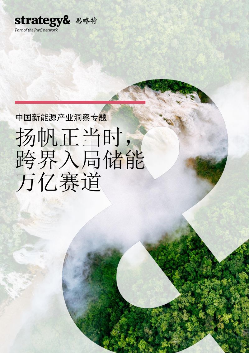 【普华永道】中国新能源产业洞察专题:扬帆正当时,跨界入局储能万亿赛道