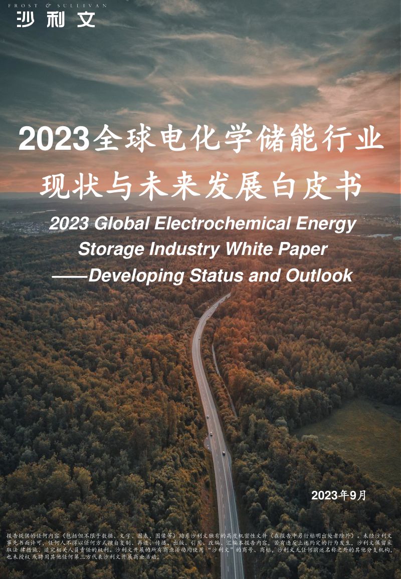 【沙利文】2023全球电化学储能行业现状与未来发展白皮书