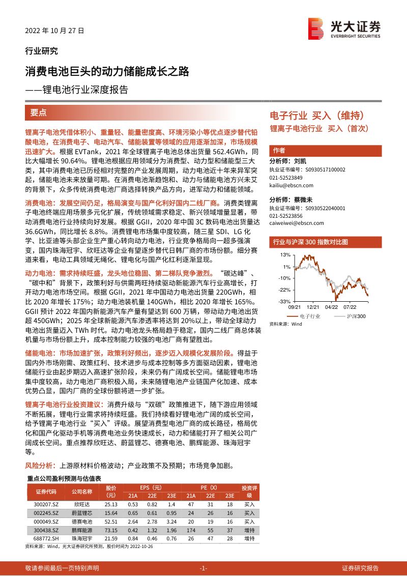 【光大证券】锂电池行业深度报告:消费电池巨头的动力储能成长之路